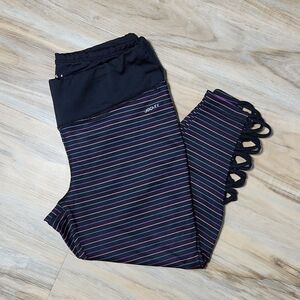 🔺️Jockey Black Striped Athletic Yoga Leggings Small